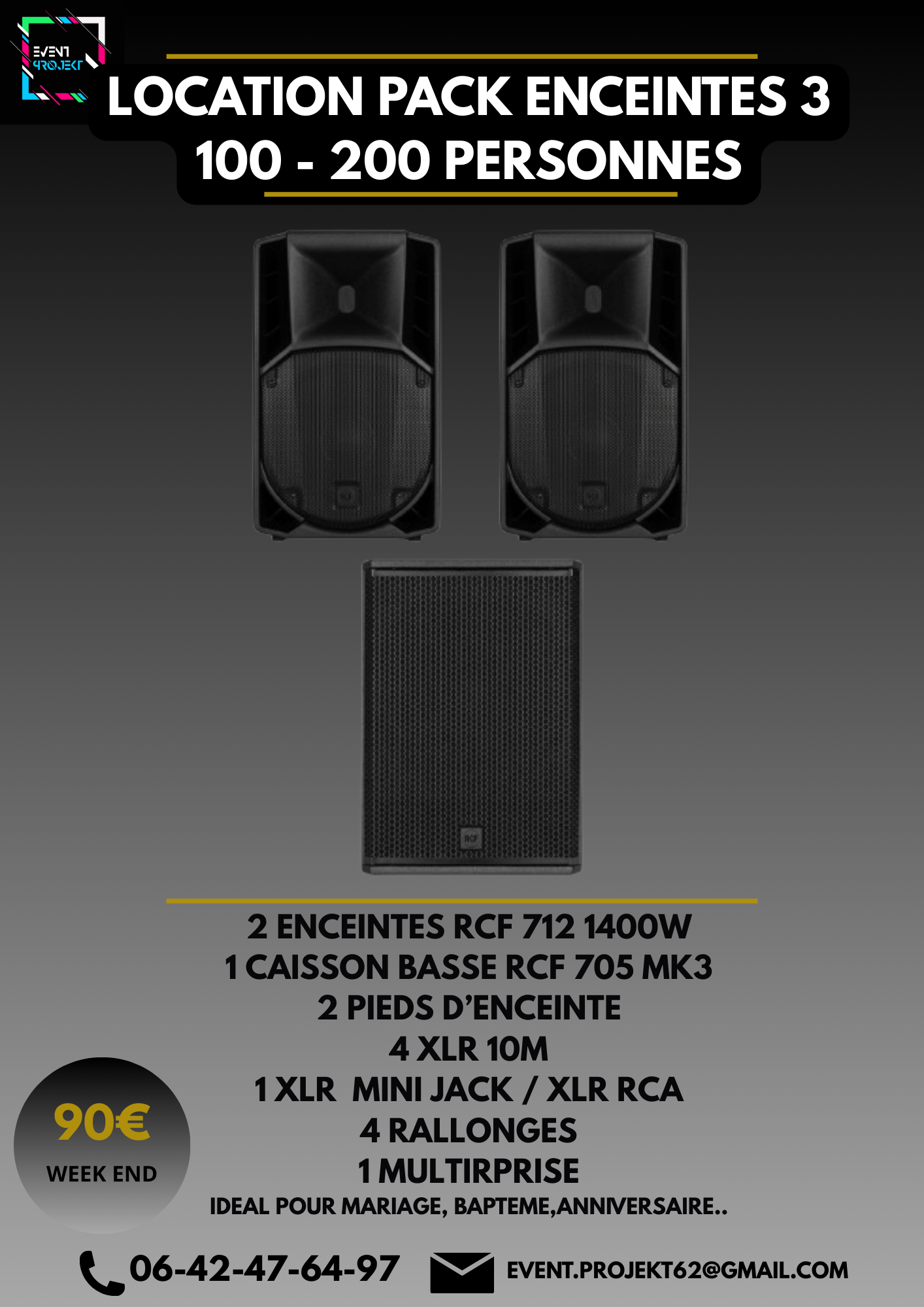 Location pack son 3 100 a 200 personnes