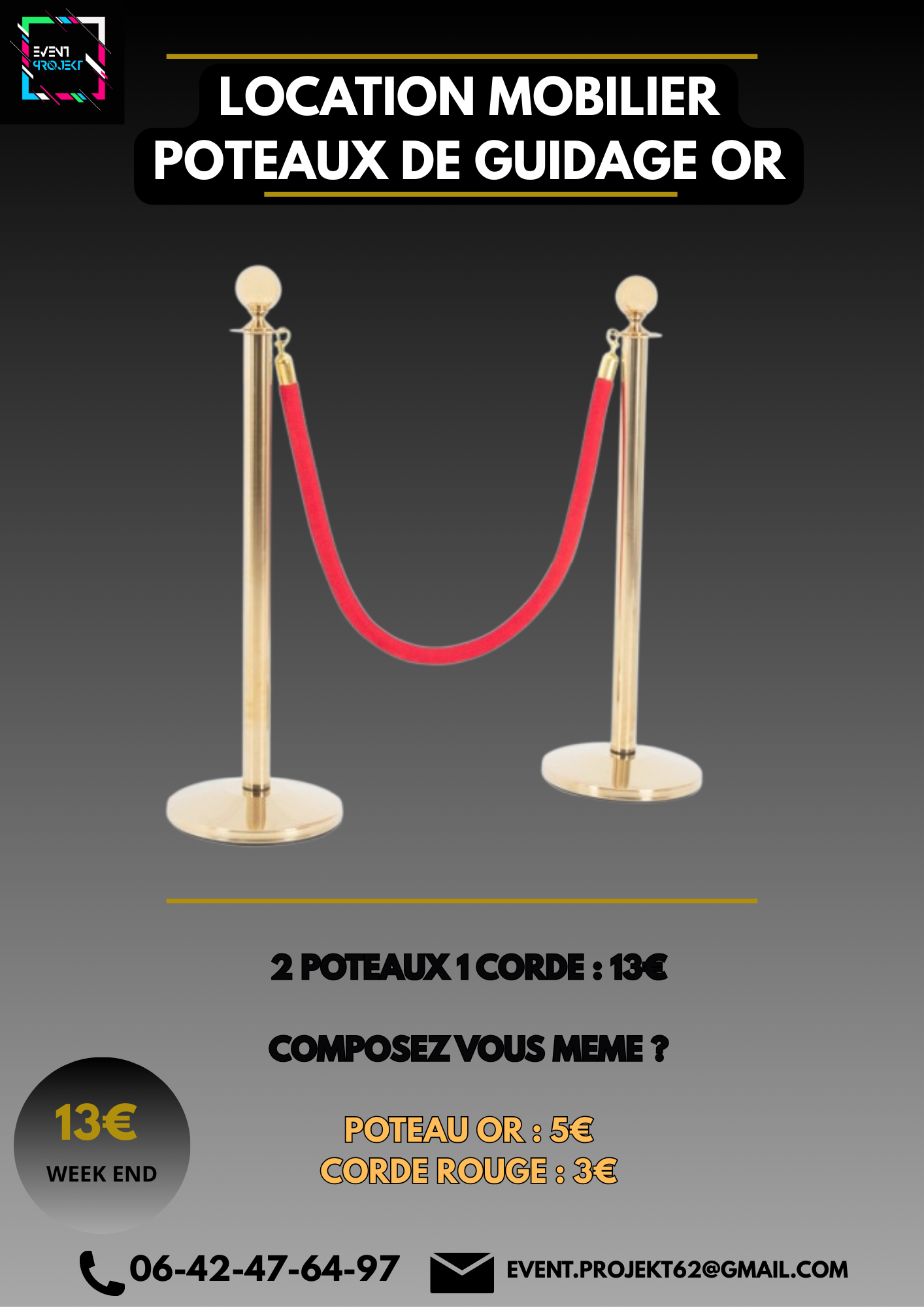 Location 2 poteaux guidage 1 corde