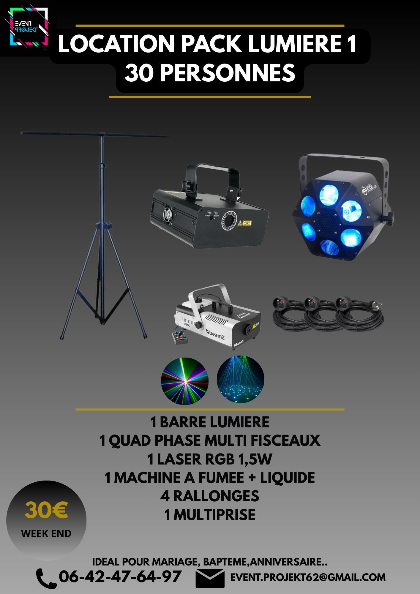 Location pack lumière 1 30 personnes