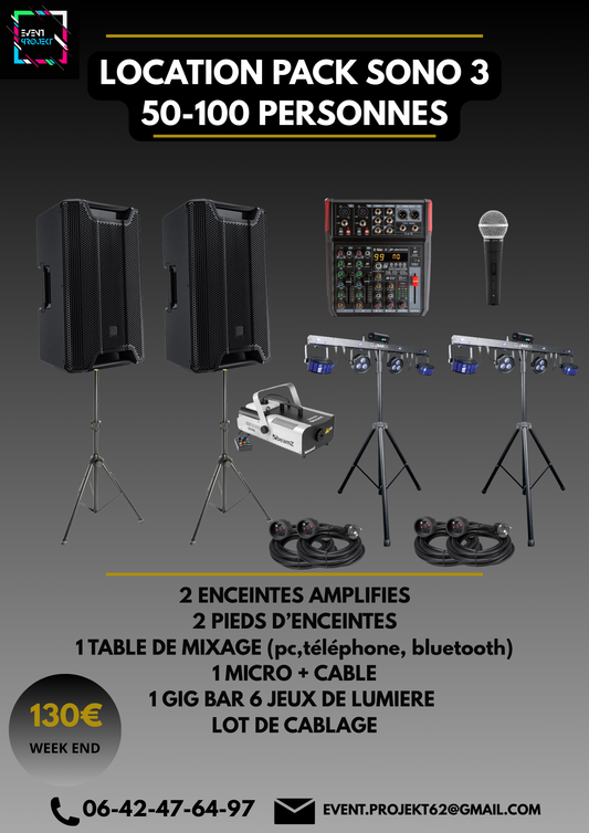 Location pack son et lumiere 100 personnes
