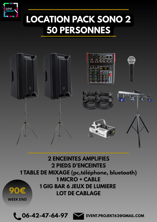 Location pack son et lumiere 50 personnes