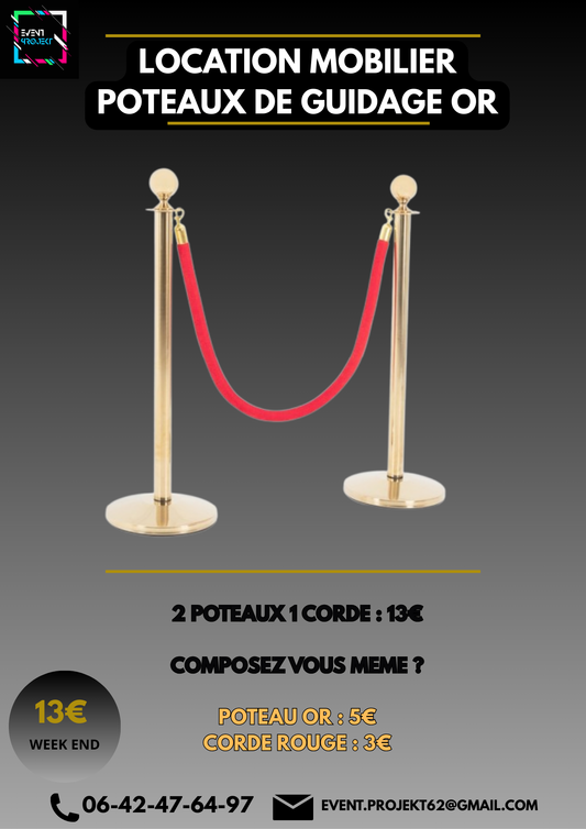 Location 2 poteaux guidage 1 corde