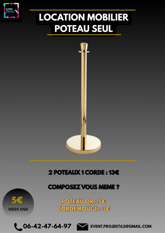 Location poteau de guidage seul or