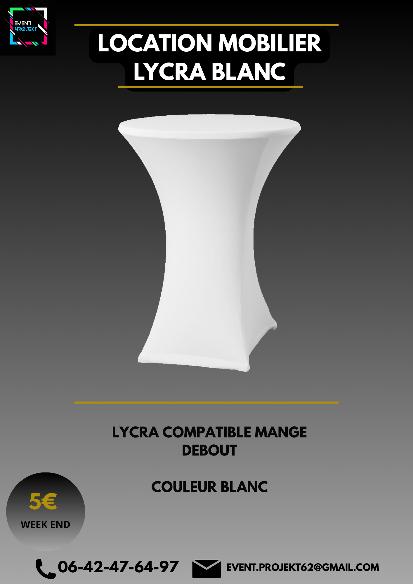 Location lycra blanc mange debout