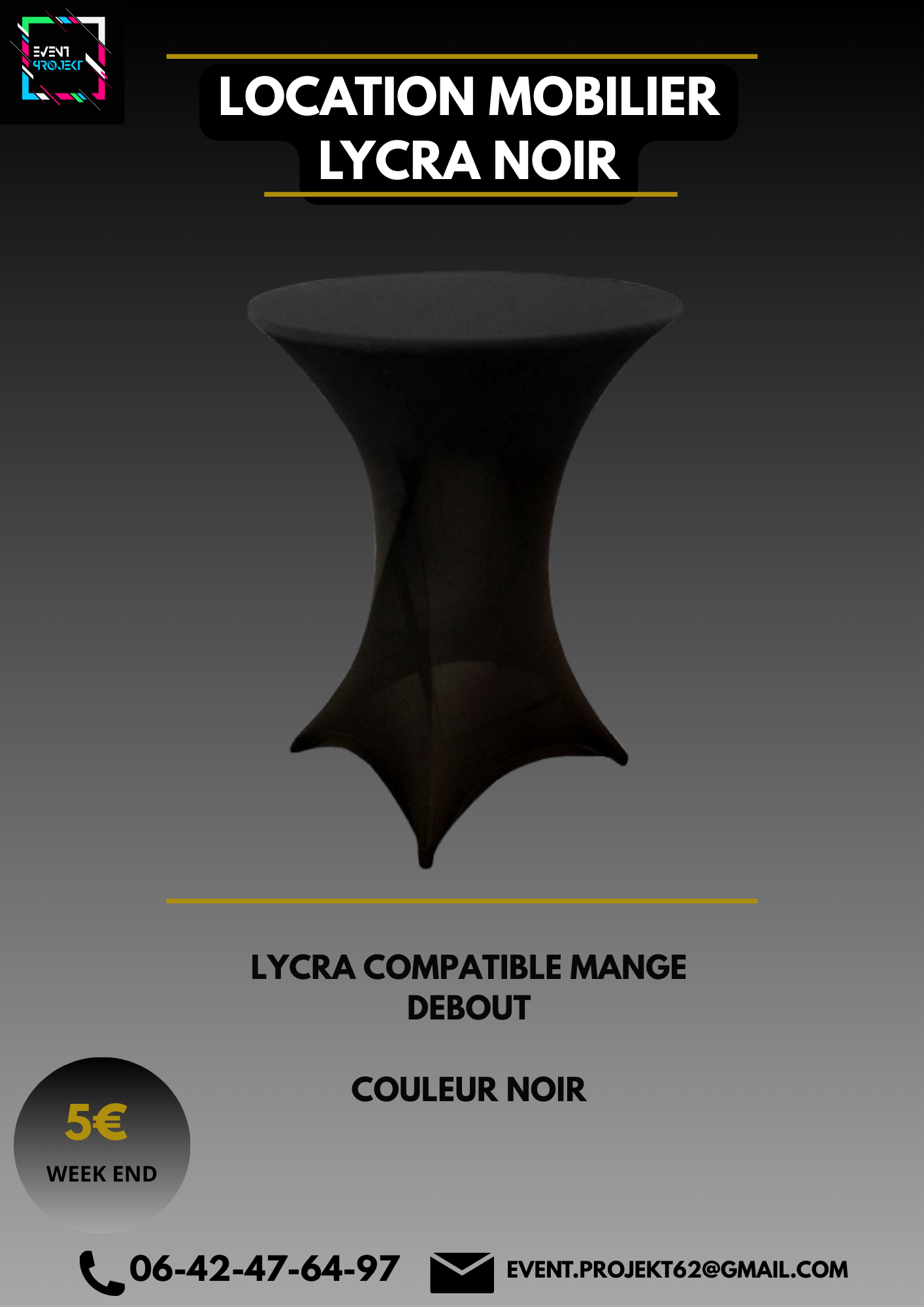 Location lycra noir mange debout