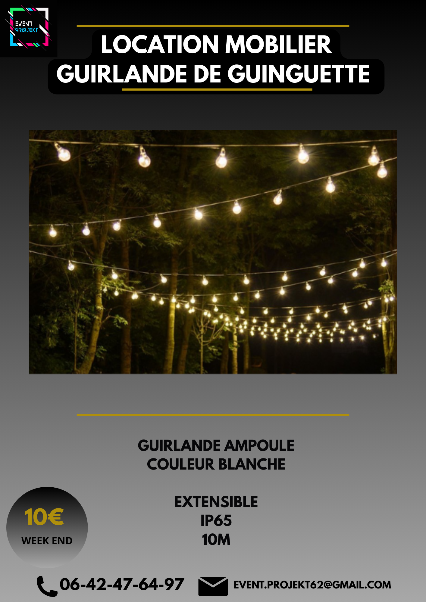 Location guirlande de guinguette blanche