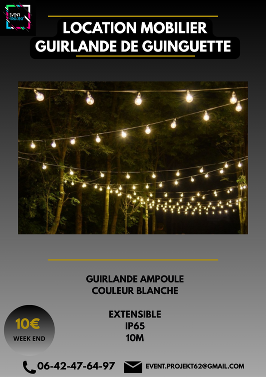 Location guirlande de guinguette blanche